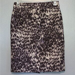 J Crew Wool Silk Watercolor Leopard Knee Length Pencil Skirt Size 6